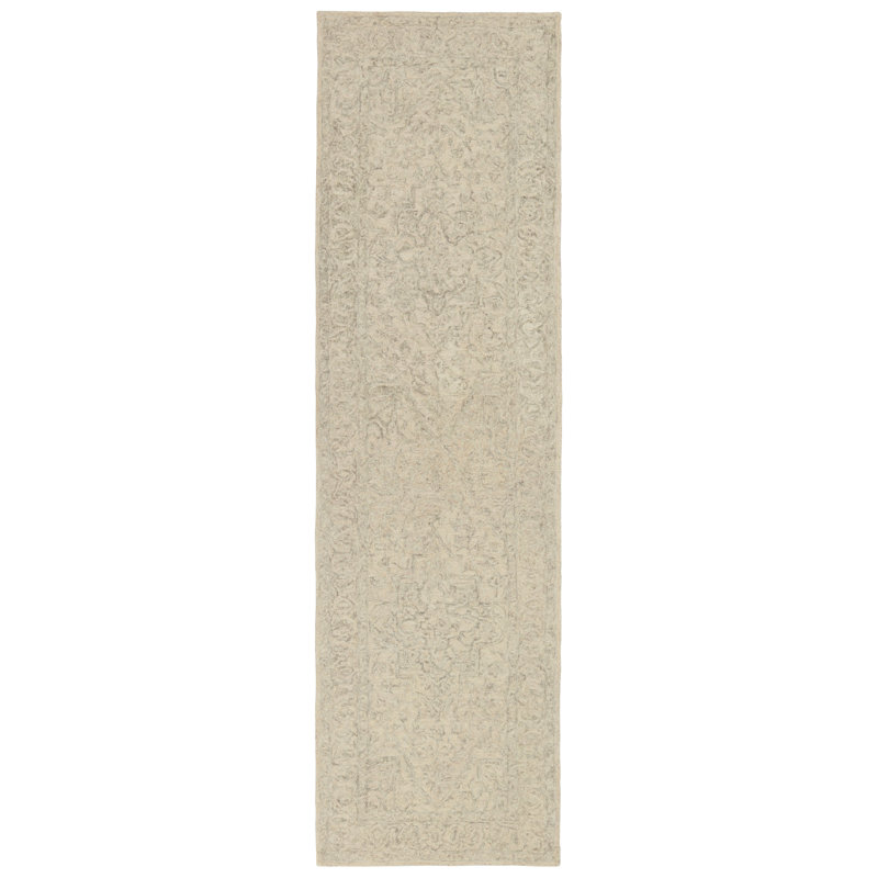 Tapis crème en laine touffeté à la main Calarojo, Tapis de couloir : 3 pi x 10 pi