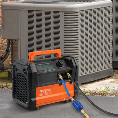 Refrigerant Recovery Machine, 1 HP Dual Cylinder Portable AC Recovery Machine with 3000rpm