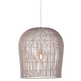 Baldy Indoor Iron Pendant Light w/ Rattan Accents, Cream
