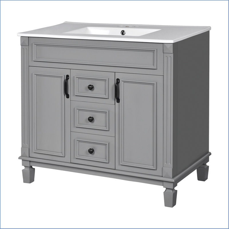 Freestanding Single Vanity, Grey