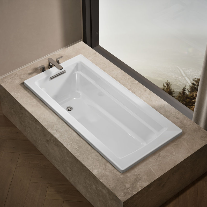 Archer 66" x 32" Drop In Soaking Acrylic Bathtub, White