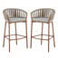 Ensemble de 2 tabourets d'extérieur en corde de métal avec coussin beige