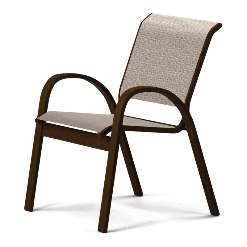 Aruba 1 Outdoor Dining Armchair, Textured Kona, Canvas Tangerine Sunbrella® Canvas