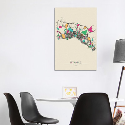 Istanbul, Turkey Map by Ayse Deniz Akerman - Wrapped Canvas Gallery-Wrapped Canvas Giclée