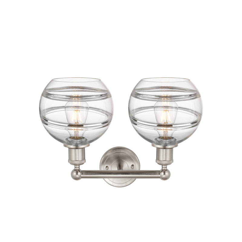 Éclairage pour meuble-lavabo à 2 lumières à intensité variable Bienes, Nickel satiné, Transparent