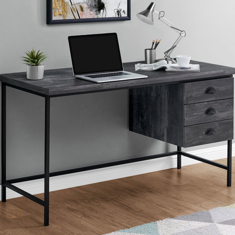 Bureau d'ordinateur, bureau personnel, ordinateur portable, tiroirs de rangement, L 55 po, travail, stratifié, métal, contemporain, moderne