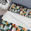 Ensemble de housse de couette en microfibre à motif géométrique vert et jaune-1304179081