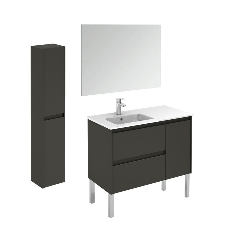 Ambra 35.6'' W Single Vanity, Glossy Anthracite