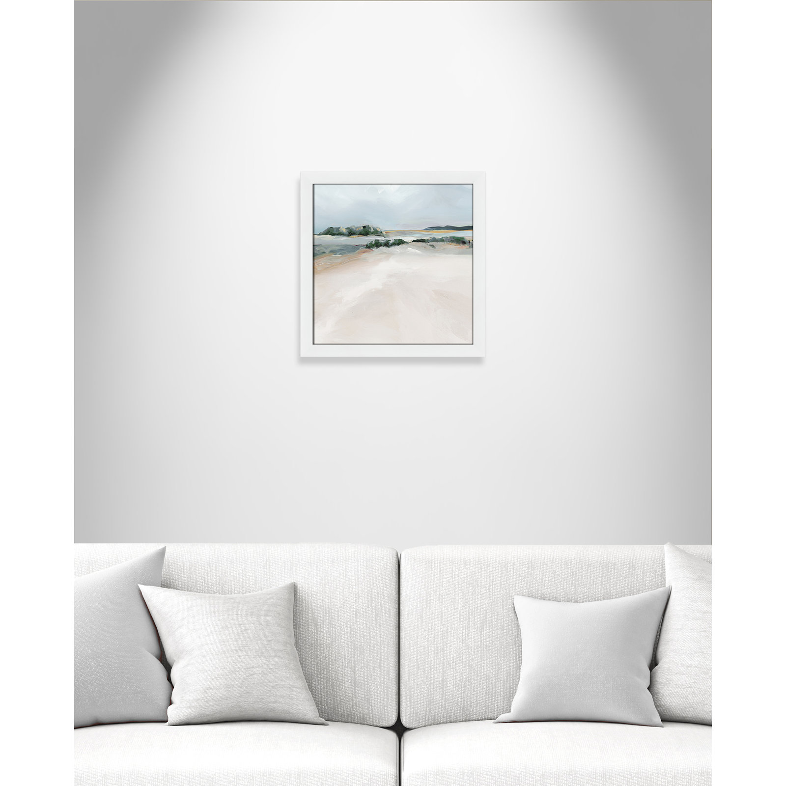 Anelis "Shimmering Path" Painting, 18" H x 18" W x 1.12" D, White Framed