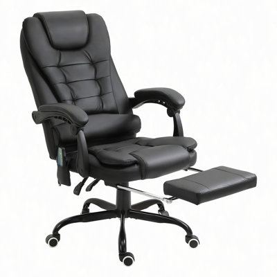 Vinsetto 7-Point Vibrating Massage Office Chair, High Back Executive Recliner With Lumbar Support, Footrest, Reclining Back, Adjustable Height