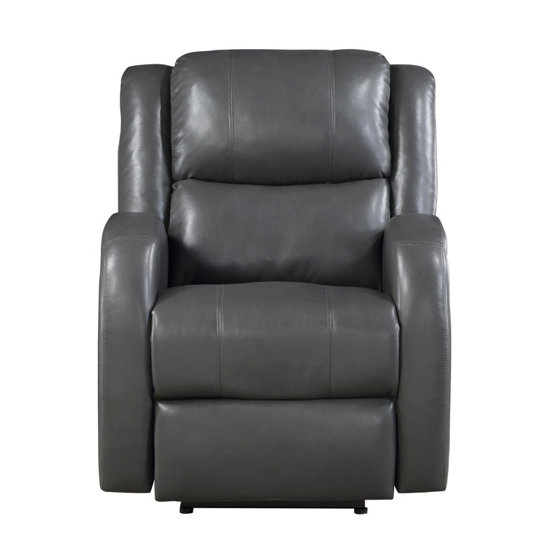 Modern Living Room Furniture 1Pc Power Reclining Chair Gray Faux Leather Upholstery Plush Seating Solid Wood Frame, Gray