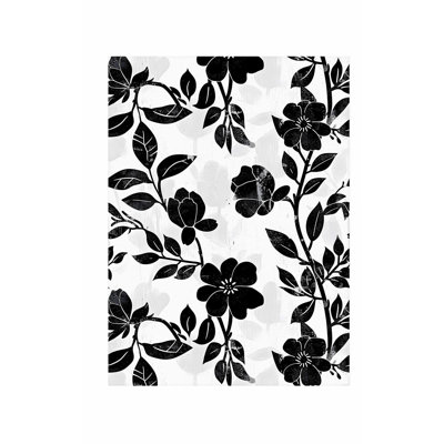 «Floral Dreaming of Flowers Black & White II», reproduction d'art moderne sans cadre