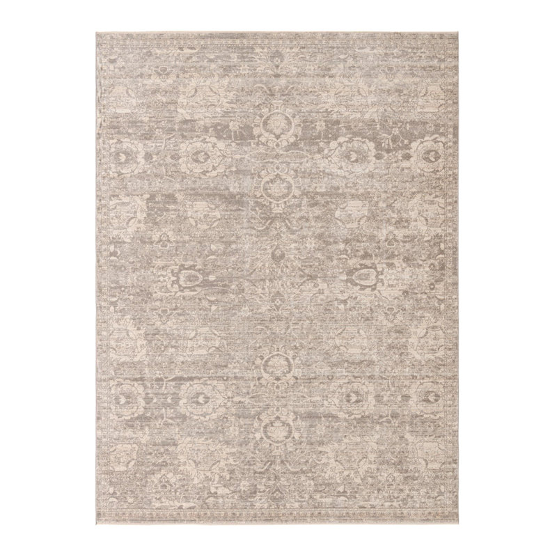 Tapis gris à motif floral Gause, Rectangle 9 pi x 12 pi