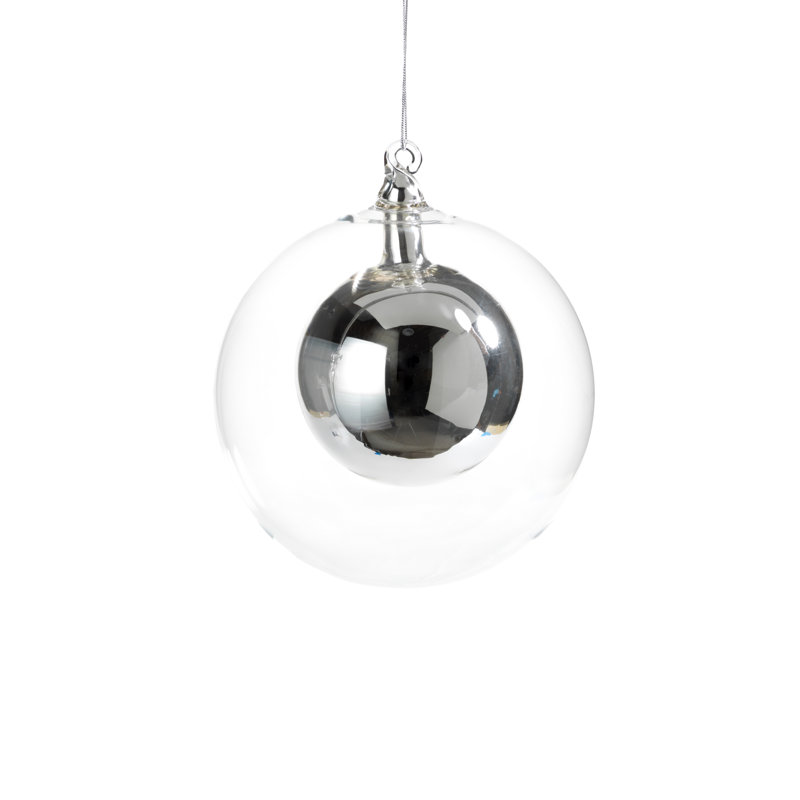 Ornement en forme de boule de Noël en verre double, H 4,75 po x l 4,75 po x P 4,75 po