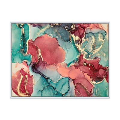 Bleu et mauve luxueux abstrait fluide X - peinture sur toile