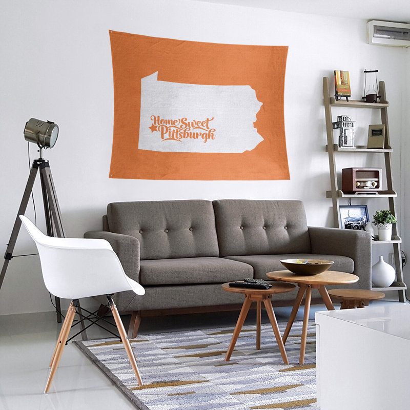 Tapisserie de Pittsburgh en Pennsylvanie, H 27,5 po x l 37,5 po, Orange
