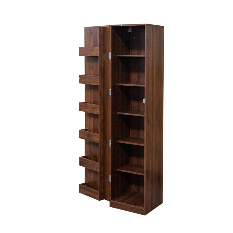 Armoire de cuisine, buffet autoportant en noyer avec portes et tablettes, armoire de rangement pour cuisine, salon et salle à manger