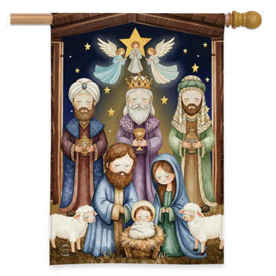 Holy Night Nativity House Flag 28x40
