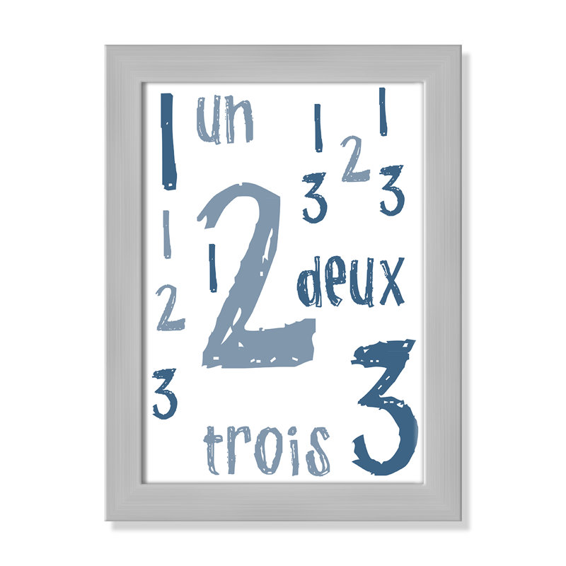 Impression sur papier français, H 14 po x l 10 po x P 0,6 po, Encadré plat argent