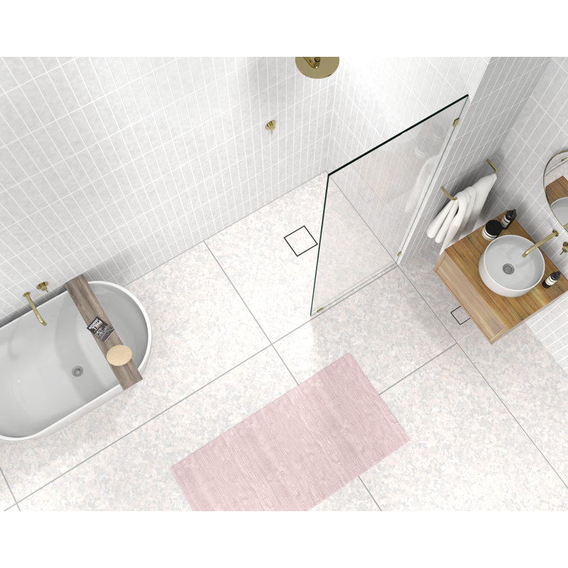 Panneau de douche fixe simple sans cadre 30 po x 78 po Vela, Laiton satiné