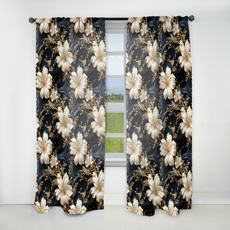 Victorian Opulence Marble Motif - Rideau obscurcissant Marble Abstract, L 52 po x L 63 po