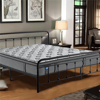 Très grand lit plateforme avec matelas Pancratius