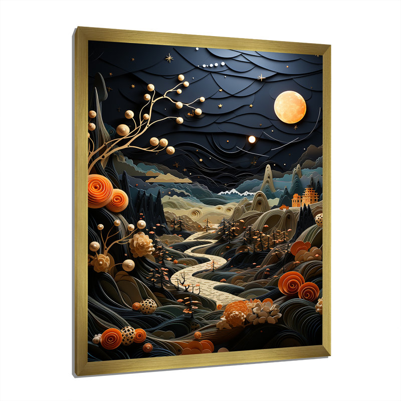 Leonas, surréalisme, paysage de rêve - impression, H 40 po x l 30 po x P 1,5 po, Encadrement doré