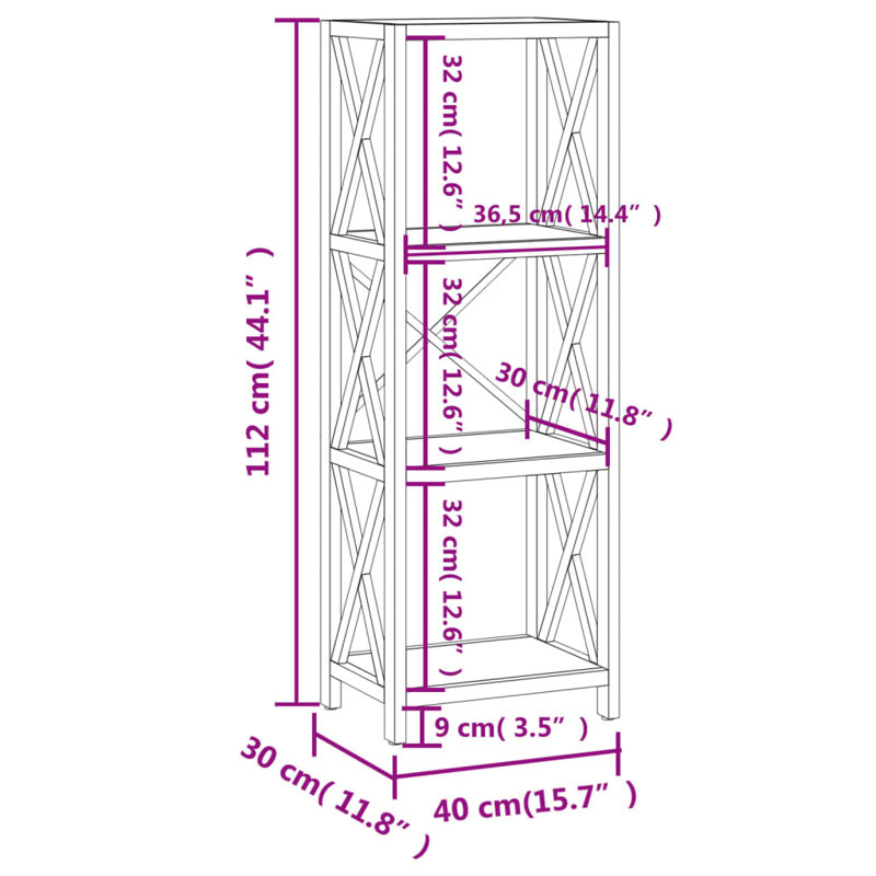 Braylene 112cm H x 40cm W Solid Wood Etagere Bookcase