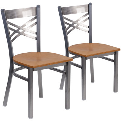 Ensemble de 2 chaises de restaurant en métal avec revêtement en X