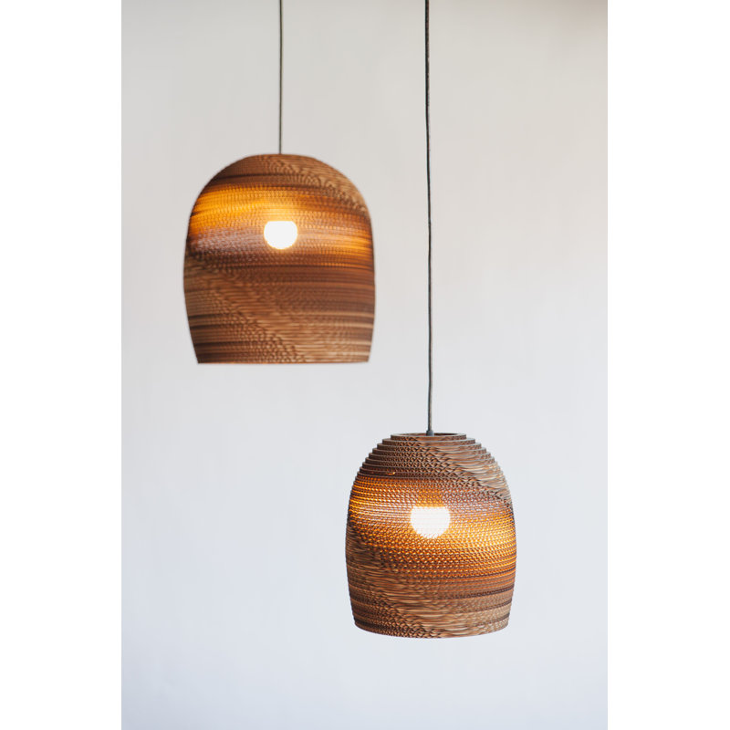 Scraplight Recycled Cardboard Pendant Light - Bell, 15" H x 15.5" W x 15.5" D, Brown