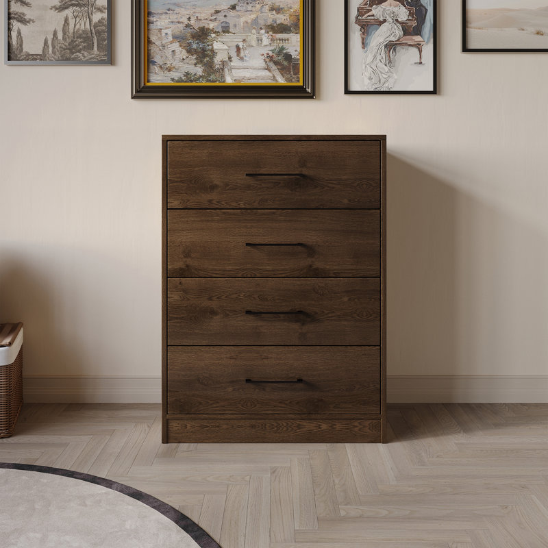 4 Drawers Chest , Walnut
