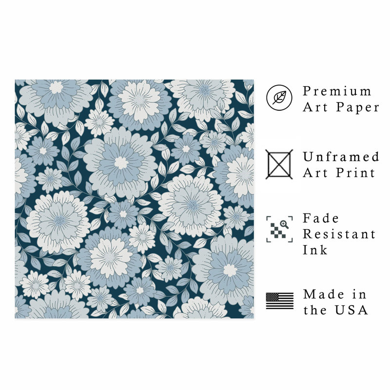 Motif floral bohème VI, H 14 po x l 14 po
