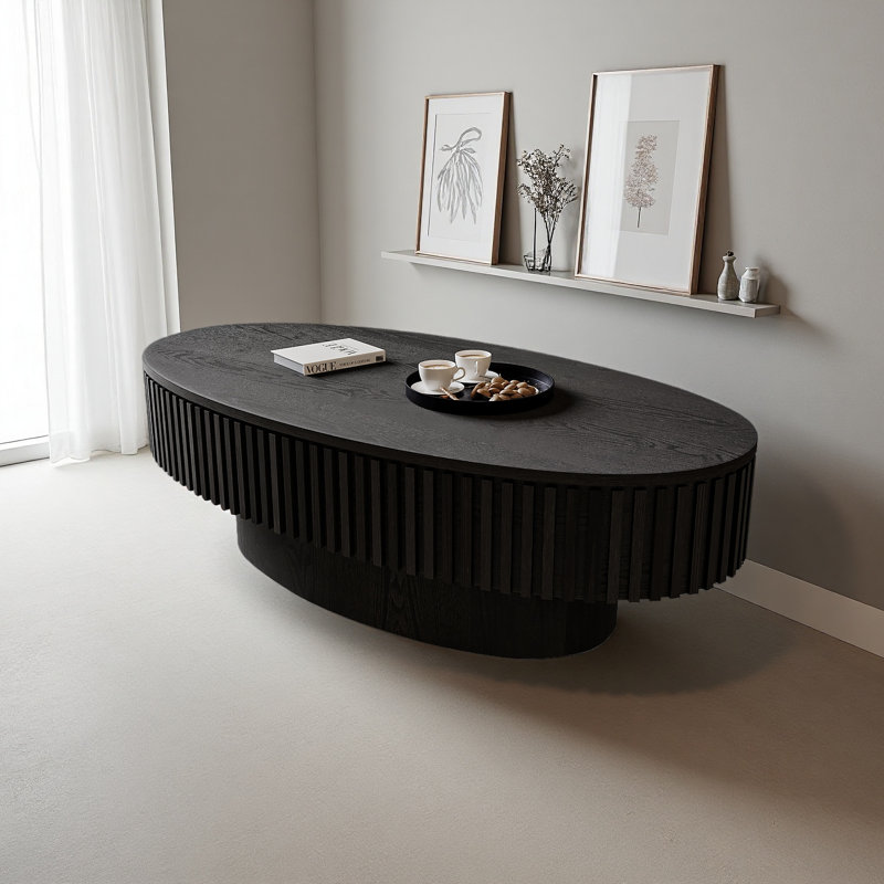 Table basse 47 po ovale avec rangement, Noir