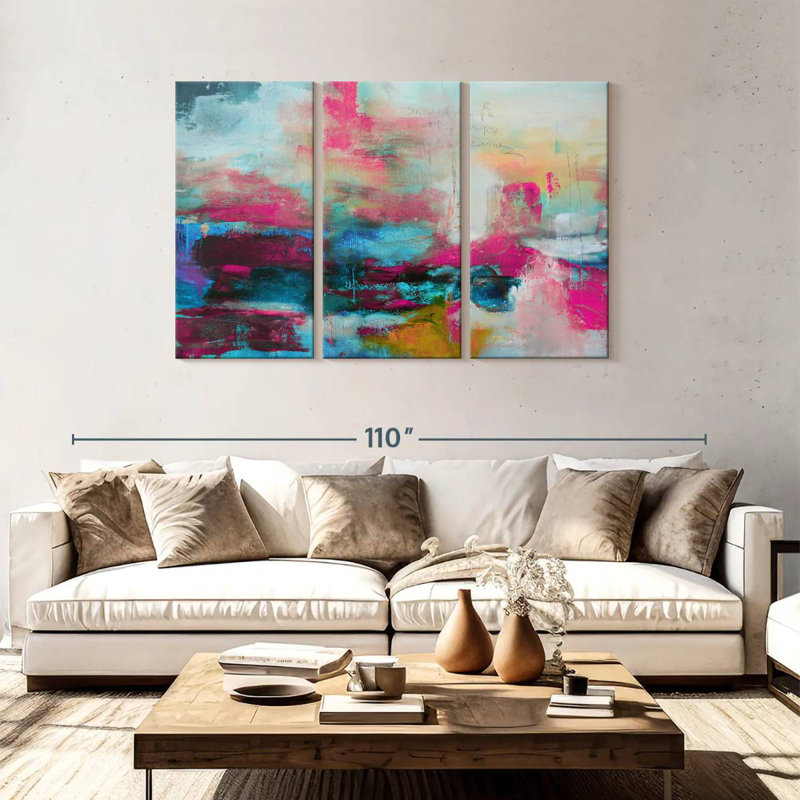 Avery Abstract Pink Aqua, 48" H x 74" W