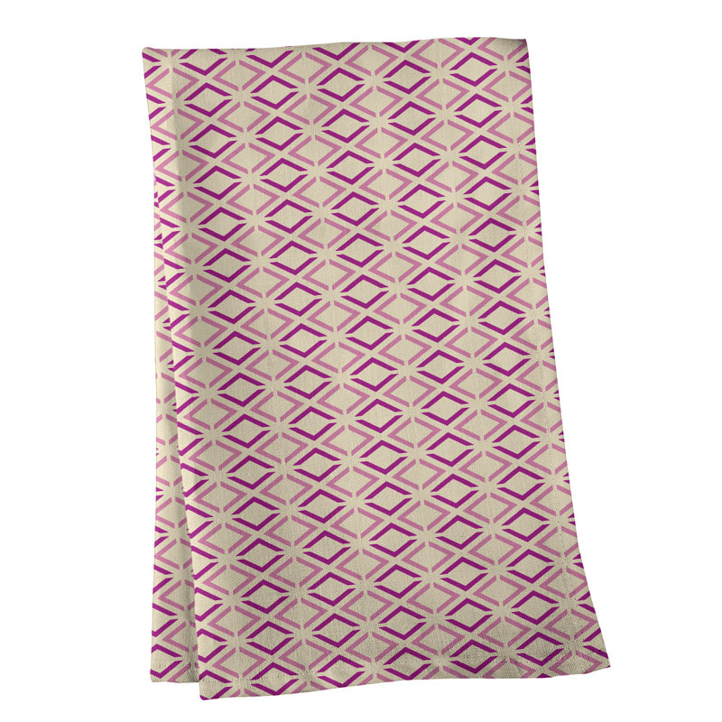 Torchon à losanges Arrow, Rose/mauve, Croisé en coton