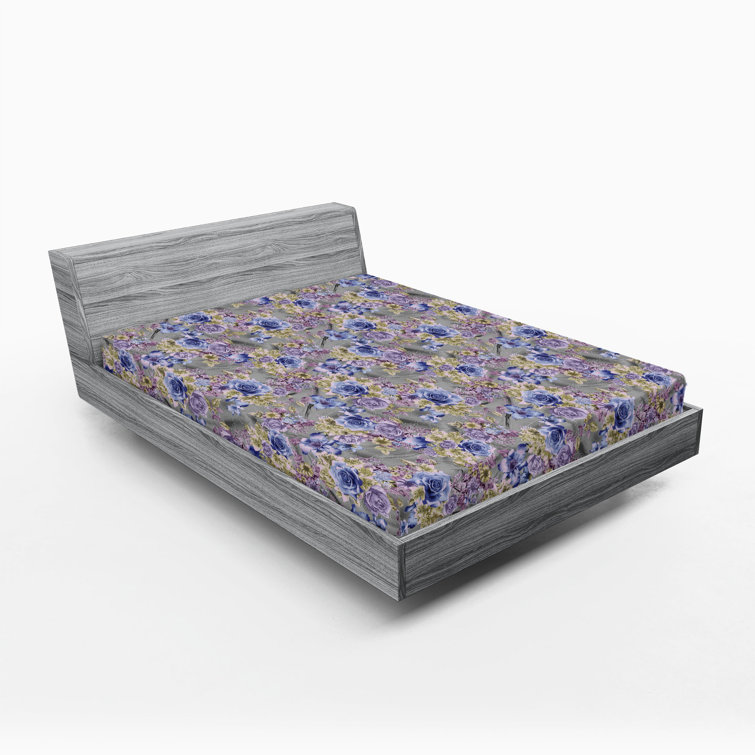Ambesonne Tropical Fitted Sheet Exotic Botanical Motifs Dark Salmon and Olive Green