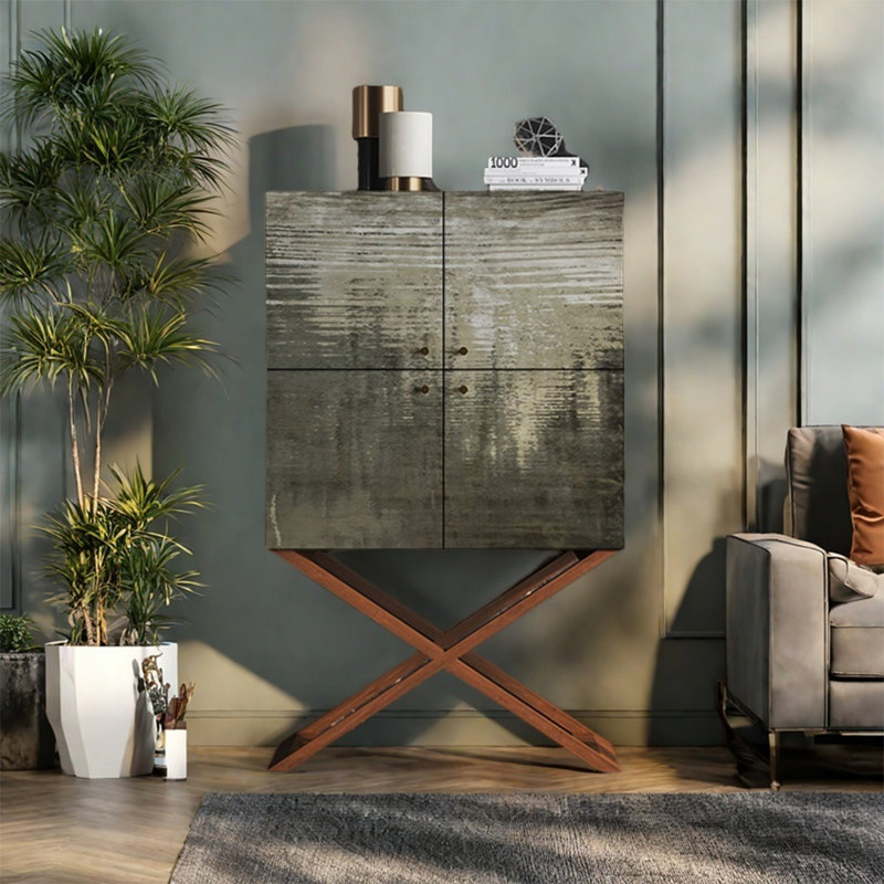 Armoire de rangement avec plateau en bois de pin, Brun