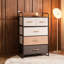 Commode d'appoint en bois brun en lin, l 22,75 po x P 11,5 po x H 39 po, tour pliable à 5 tiroirs avec structure en acier
