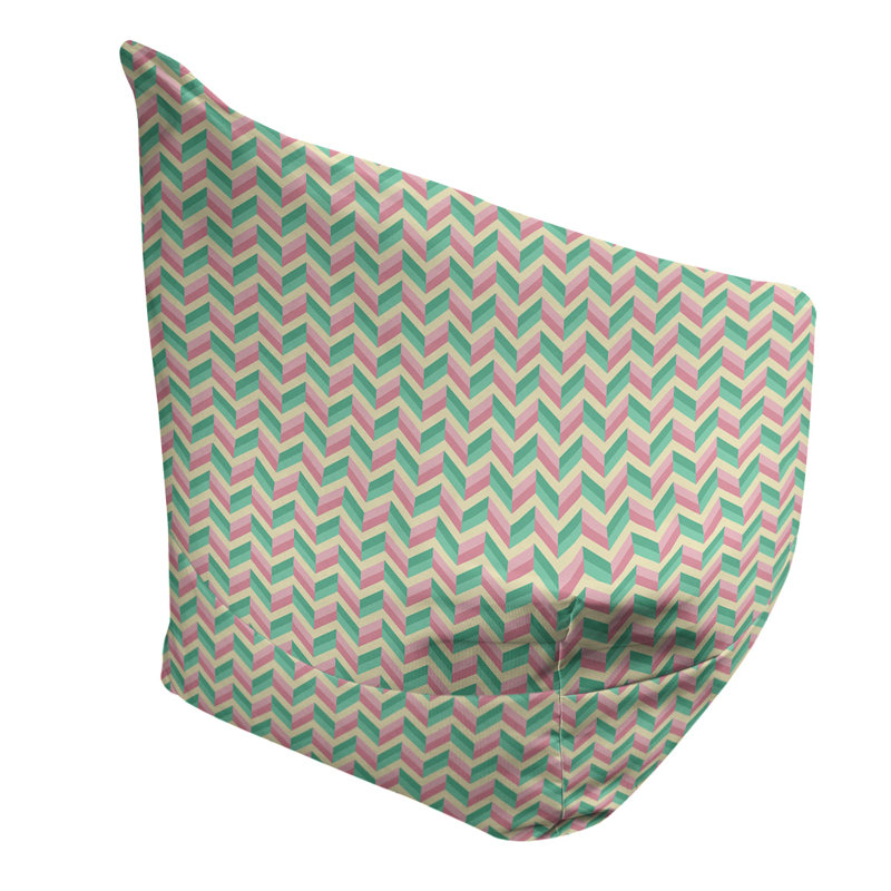 Petite chaise à sacs à billes & Leffel, H 86 po x L 27 po x P 43 po, Rembourrage poly, Vert et rose