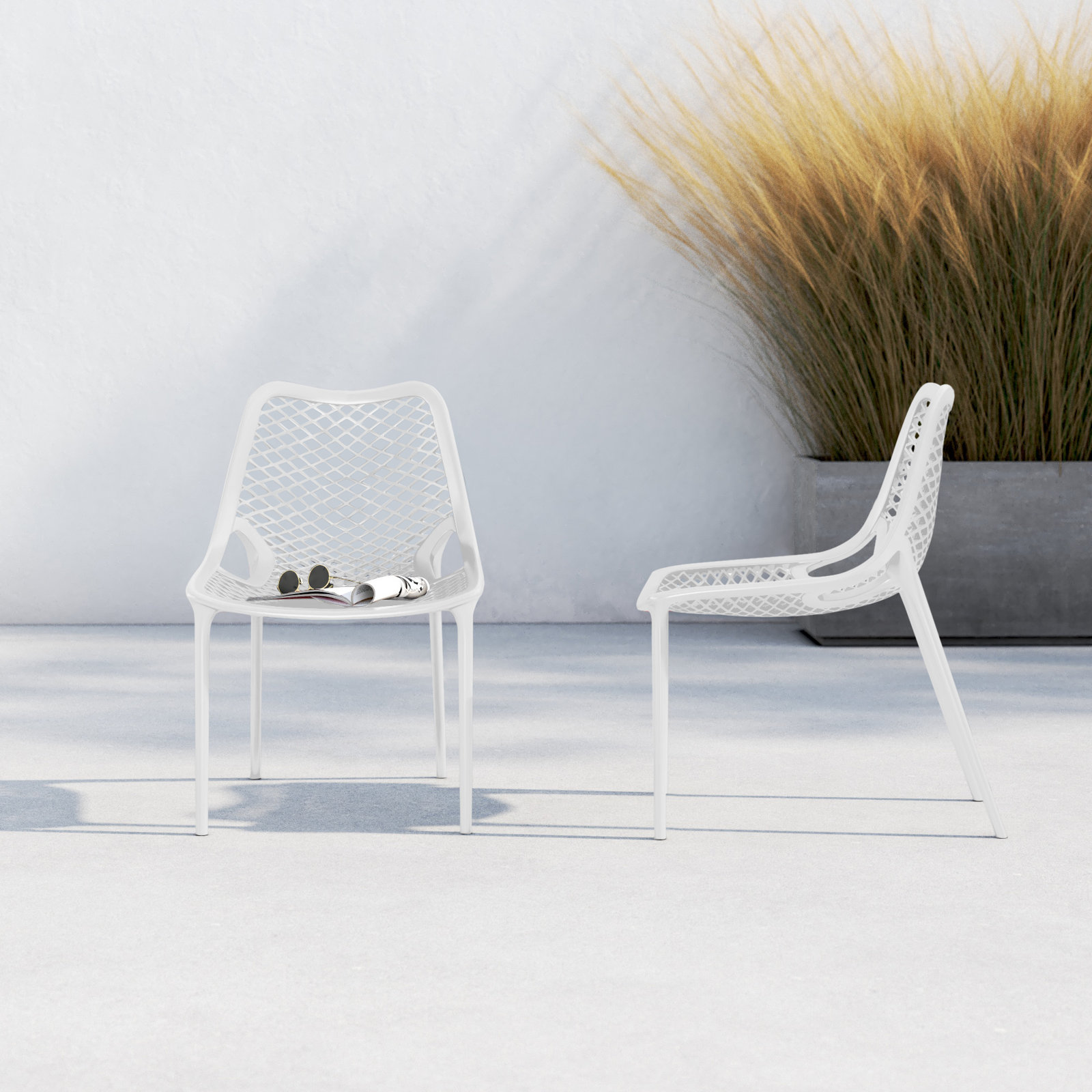 Farrah Stackable Patio Side Chair, White