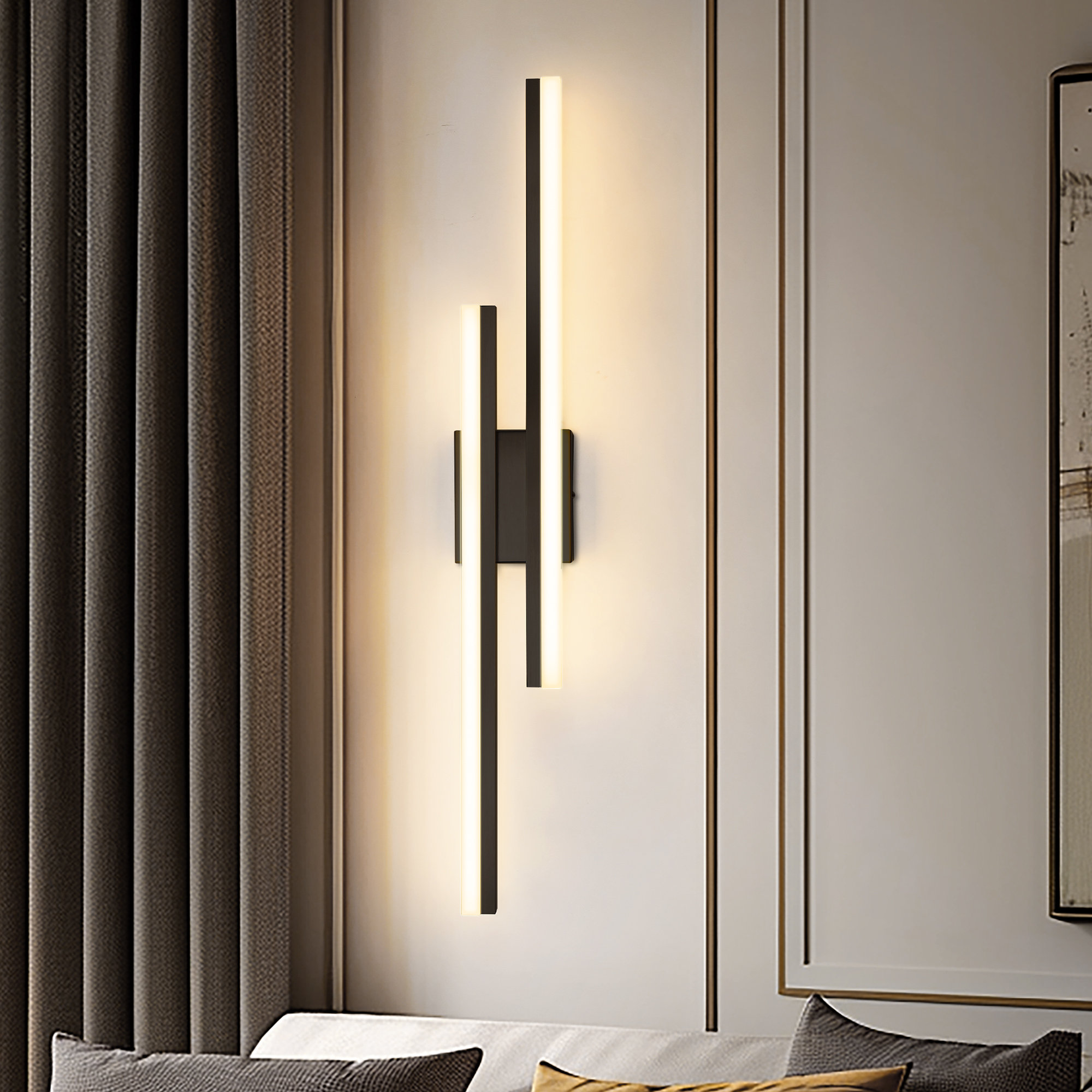 2-Light Minimalist LED Wall Sconce with Frosted Acrylic Shade, Modern Wall Light for Bedroom, Living Room Wrought Studio Finish: Brushed Nickel, image size:2000x2000