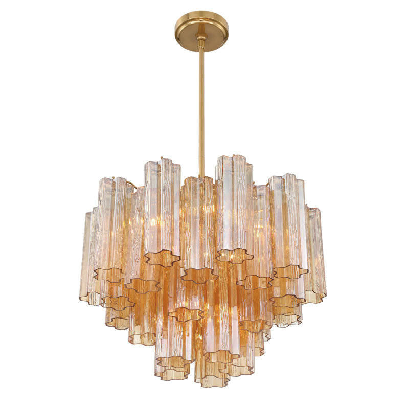 Arras 9-Light Chandelier, Laiton vieilli, Jaune, H 14 po x l 19,75 po x P 19,75 po