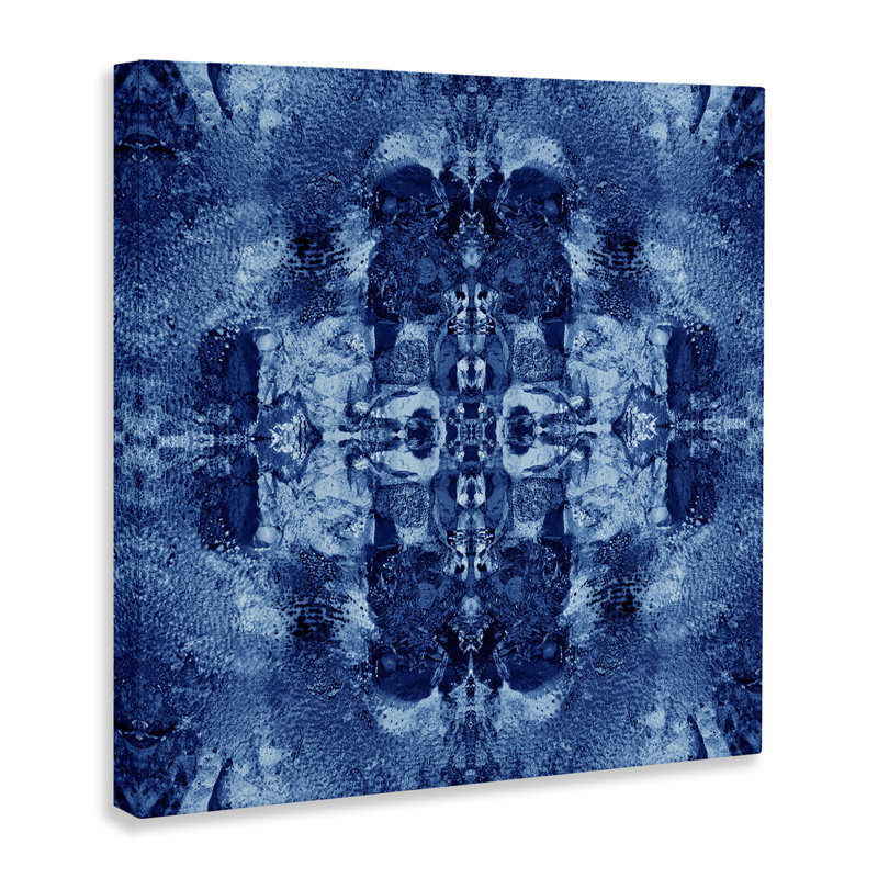 Art sur toile à motif miroir bleu par El Perkin, H 17 po x l 17 po