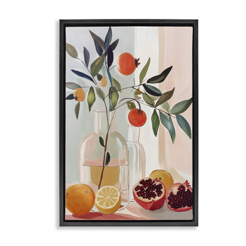 «Bright Summer Fruits Still Life», art mural sur toile flottante noire, design par Annabelle Hall, H 25 po x l 17 po