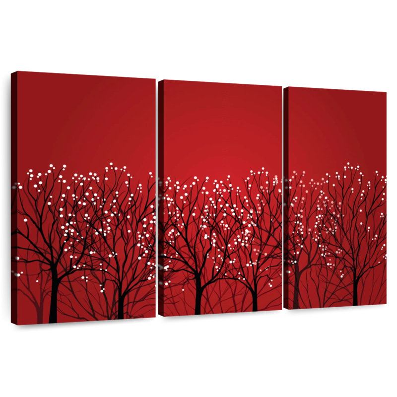 Harnek Abstract Red Forest, 42" H x 65" W