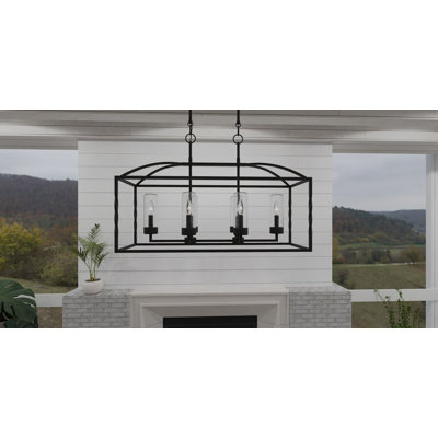 Lustre linéaire d'extérieur noir 6 lumières Ivannah