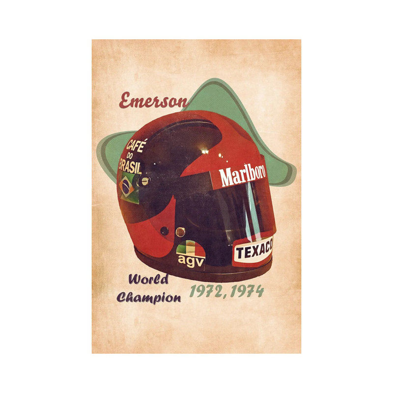 Emerson Fittipaldi's Helmet Retro - Wrapped Canvas Painting, 101.6 cm H x 66.04 cm W x 3.175 cm D