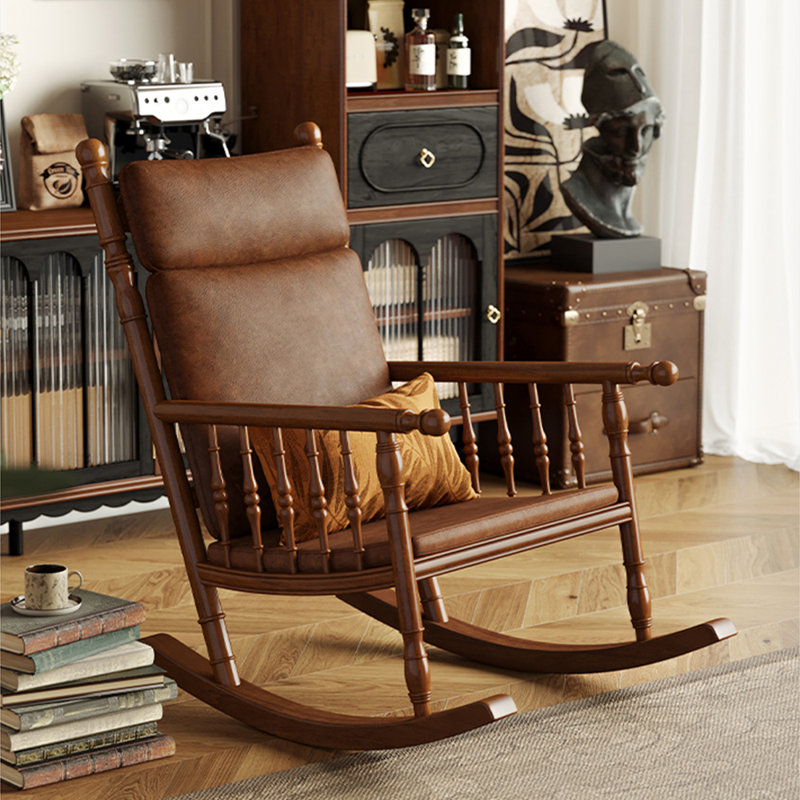 Chaise berçante en bois massif Home Casual
