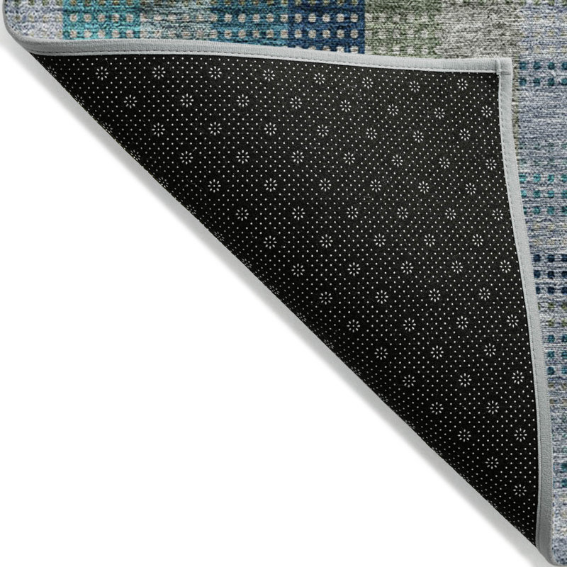 Tapis extérieur lavable à carreaux bleu marine 10 pi x 14 pi bleu sarcelle