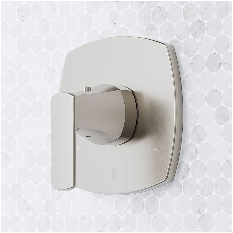 Sefina Thermostatic Shower Valve Trim and 3/4" Rough-In Valve - Brushed Nickel, Brushed Nickel